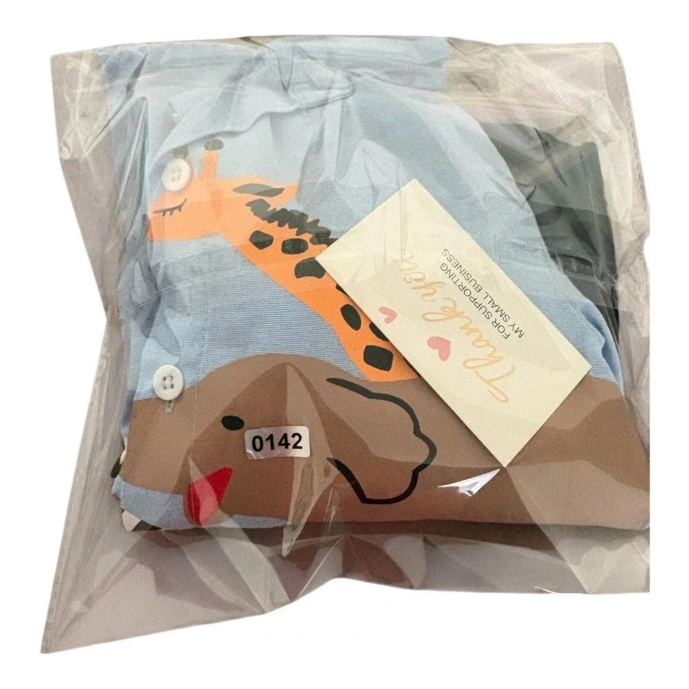 Boys Animal Graphic Shirt and 3T HM Navy Shorts 2 Piece‎ Set Blue Safari Zoo